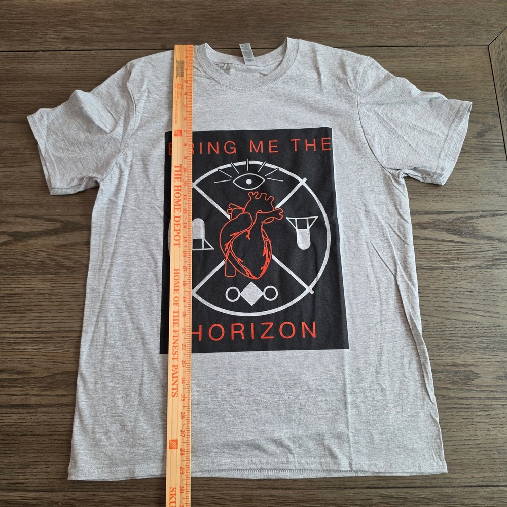Bring Me The Horizon Band Tee Grey Heart Graphic Shirt Large NWOT - Picture 4 of 5